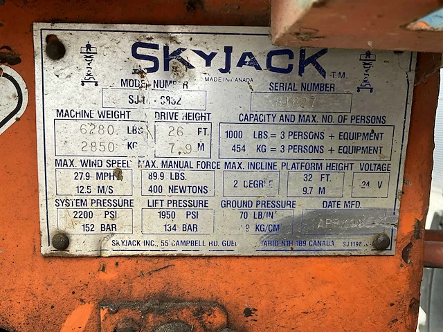 1998 skyjack sjiii-6832 hoogwerker - afbeelding 10 van  18