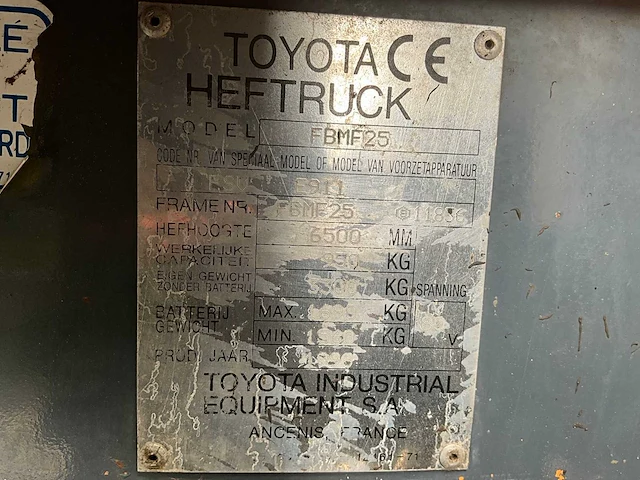 1998 toyota fbmf25 elektrische vorkheftruck - afbeelding 17 van  24