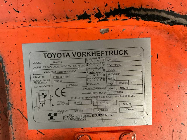 1998 toyota fbmf25 vorkheftruck - afbeelding 7 van  15