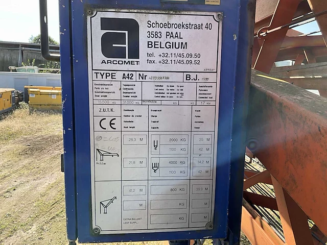 1999 arcomet a42 torenkraan - afbeelding 16 van  17