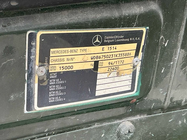 1999 mercedes-benz e 1514 container haakwagen - afbeelding 35 van  49