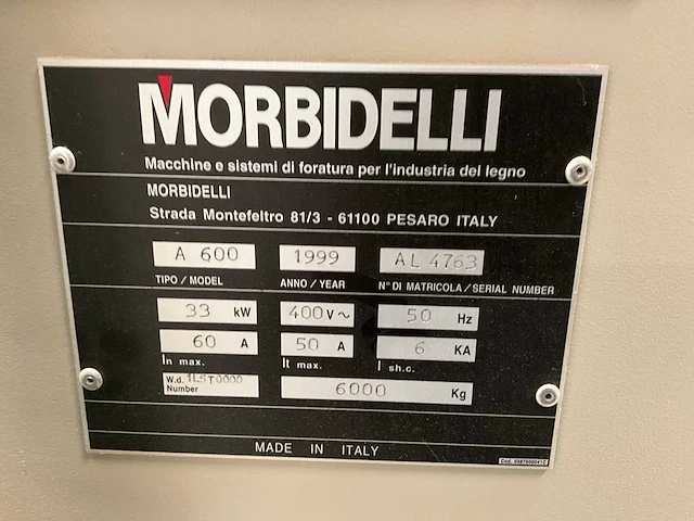 1999 morbidelli author 600 bewerkingscentra - afbeelding 12 van  20