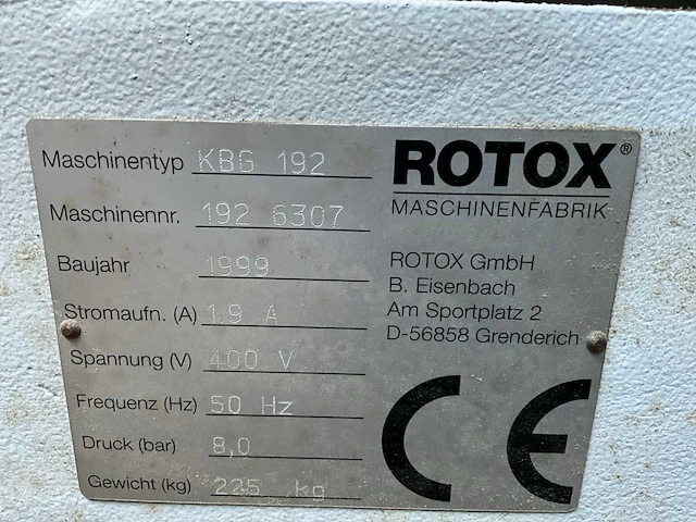 1999 rotox kbg 192 kopieerboormachine - afbeelding 5 van  9