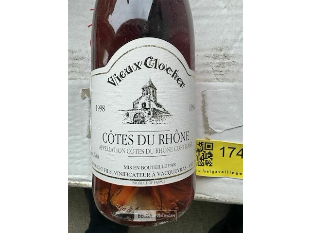 1x 1 doos vieux clocher cotes du rhone 1998 - afbeelding 2 van  4