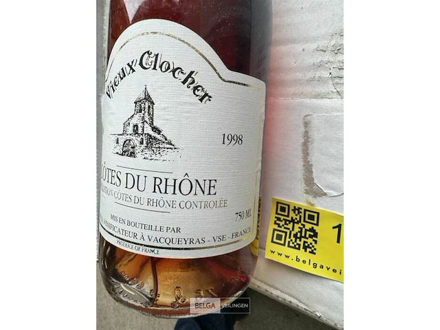 1x 1 doos vieux clocher cotes du rhone 1998 - afbeelding 3 van  4