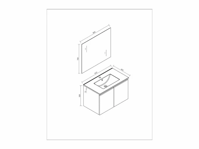 1x 80cm badkamermeubelset mdf - kleur: mat wit - afbeelding 6 van  6