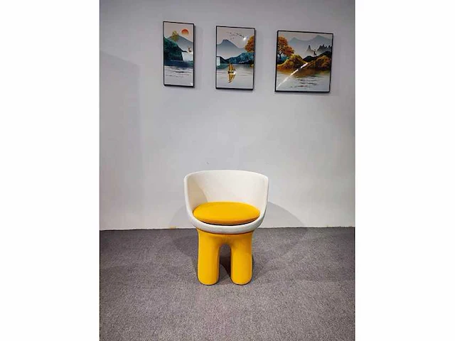 1x design chair geel wit - afbeelding 1 van  2