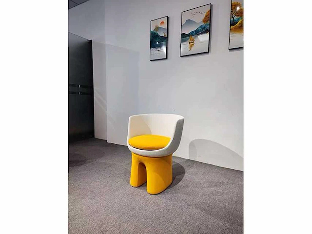 1x design chair geel wit - afbeelding 2 van  2