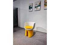 1x design chair geel wit - afbeelding 2 van  2