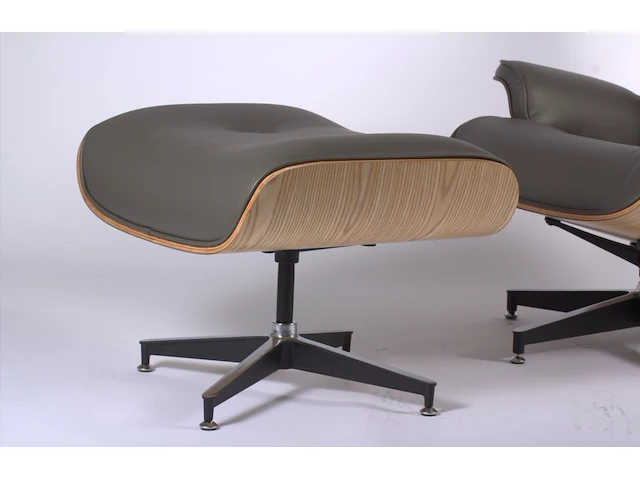 1x design fauteuil met bijhorende voetbank grijs - afbeelding 6 van  6