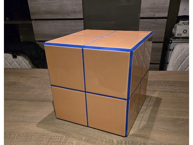 1x design oranje tegeltafel handmade 31x31x31h - afbeelding 1 van  7