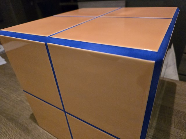 1x design oranje tegeltafel handmade 31x31x31h - afbeelding 4 van  7