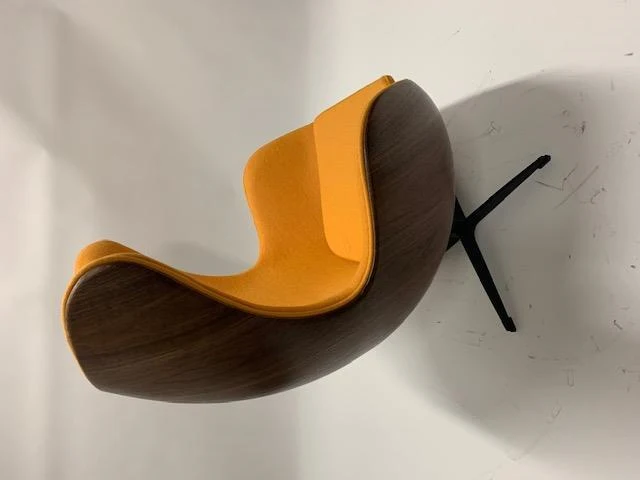1x egg chair geel fineer - afbeelding 2 van  4