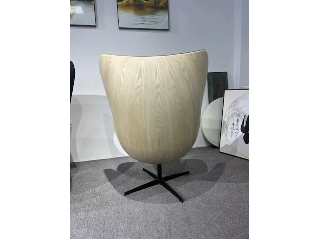 1x egg chair zwart licht hout - afbeelding 2 van  3