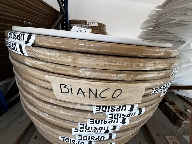 1x keramische salontafelblad round statuarietto bianco matte - 680mm - afbeelding 3 van  3