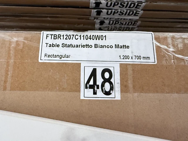 1x keramische salontafelblad statuarietto bianco matte - 1200mm - afbeelding 2 van  3