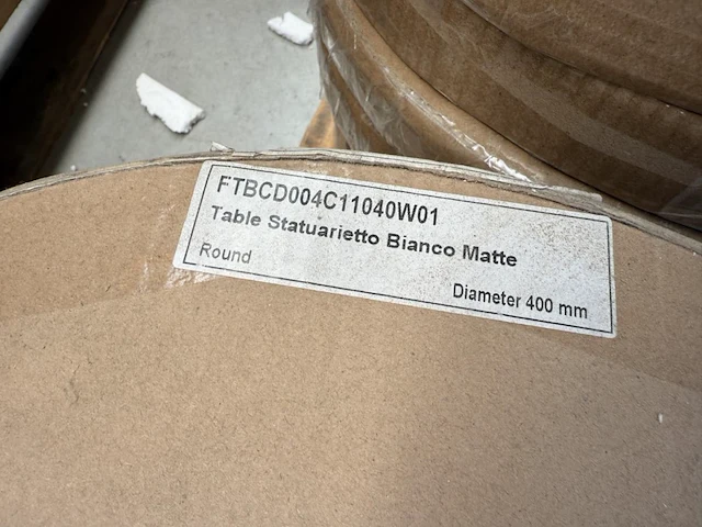 1x keramische salontafelblad statuarietto bianco matte - dia 400mm - afbeelding 2 van  3