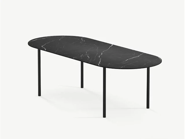 1x keramische tafelblad boat oval sahara nero matte - 2300x900mm - afbeelding 1 van  2