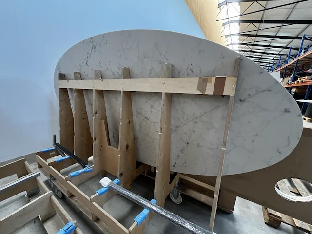 1x keramische tafelblad oval carrara - 2800x1300mm - afbeelding 2 van  2
