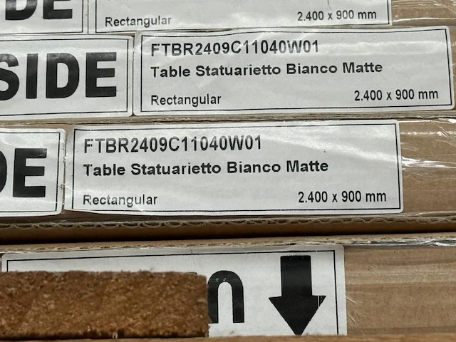 1x keramische tafelblad statuarietto bianco matte - 2400mm - afbeelding 2 van  3