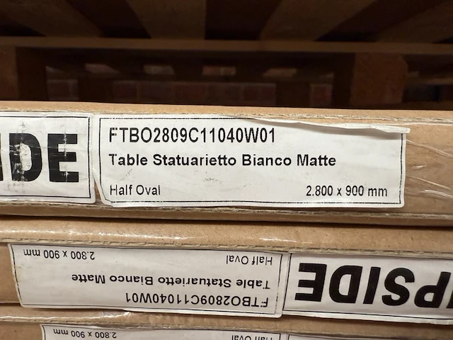 1x keramische tafelblad statuarietto bianco matte - 2800mm - afbeelding 2 van  3