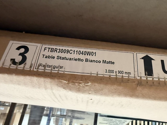 1x keramische tafelblad statuarietto bianco matte - 3000mm - afbeelding 2 van  4