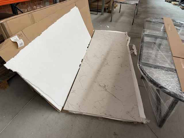 1x keramische tafelblad statuarietto bianco matte - 3000mm - afbeelding 3 van  4