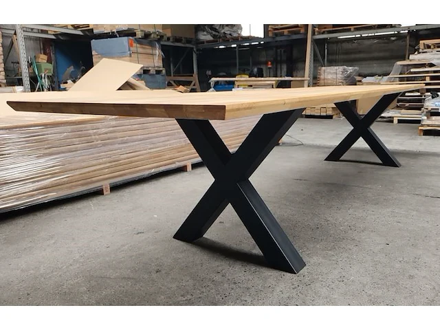 1x massief eiken vergadertafelblad 4m - afbeelding 2 van  10