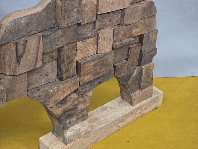 1x olifant in recycled wood 92x12x68 - afbeelding 2 van  4