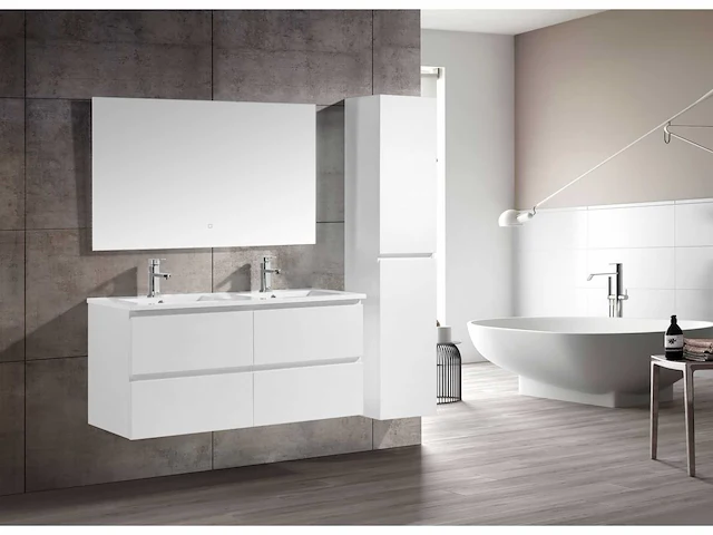1x roma 120-03 - 120cm badkamermeubelset mdf - kleur: mat wit - afbeelding 1 van  8
