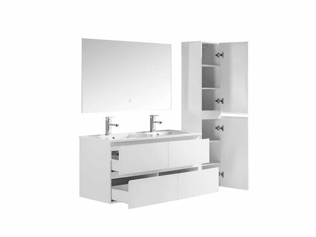 1x roma 120-03 - 120cm badkamermeubelset mdf - kleur: mat wit - afbeelding 2 van  8