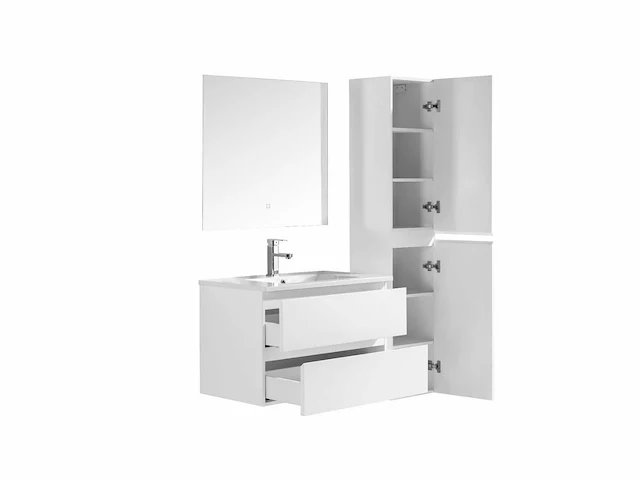 1x roma 80-03 - 80cm badkamermeubelset mdf - kleur: mat wit - afbeelding 2 van  8