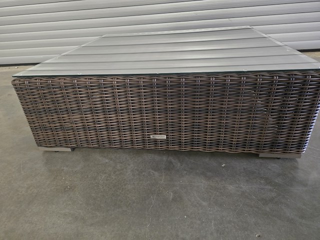 1x salontafel rottan met glazen blad 105x105x35h - afbeelding 2 van  4