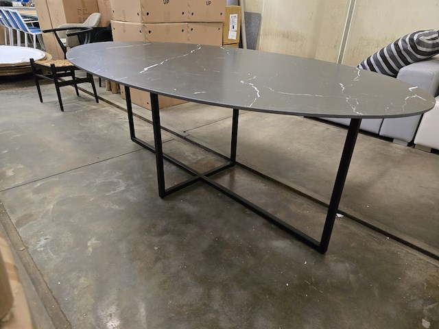 1x tafelblad ovaal keramiek 220x120 nero zwart - afbeelding 3 van  6