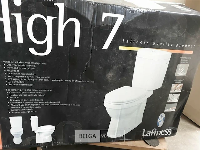 1x verhoogd toilet (+7cm) + jachtbak porselein + pvc deksel - afbeelding 1 van  3