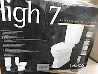 1x verhoogd toilet (+7cm) + jachtbak porselein + pvc deksel - afbeelding 1 van  3
