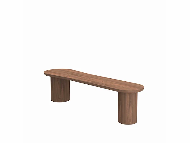 1x walnoot fineer tafel met bench 200cm - afbeelding 2 van  4