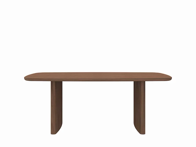 1x walnoot fineer tafel met bench 200cm - afbeelding 3 van  4