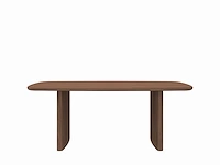 1x walnoot fineer tafel met bench 200cm - afbeelding 3 van  4