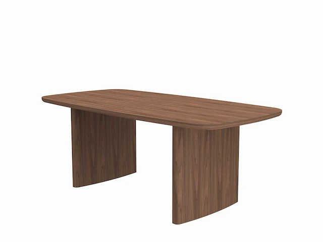 1x walnoot fineer tafel met bench 200cm - afbeelding 2 van  4