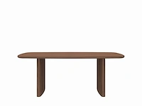 1x walnoot fineer tafel met bench 200cm - afbeelding 3 van  6