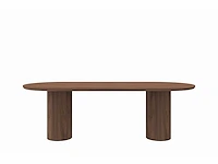 1x walnoot fineer tafel met bench 220cm - afbeelding 3 van  4