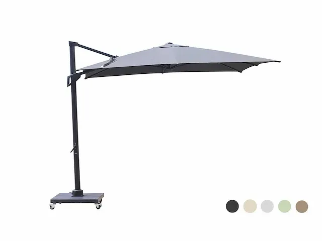 1x zweefparasol 3m - alu grijs frame - lichtgroen + voet - afbeelding 1 van  22