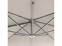 1x zweefparasol 3m - alu grijs frame - zand + voet - afbeelding 3 van  22