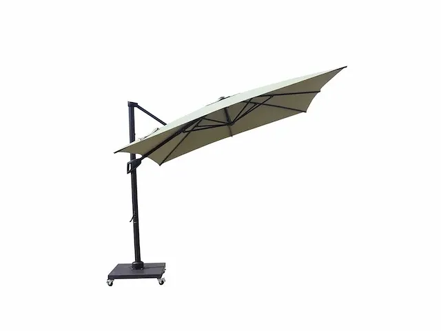 1x zweefparasol 3m - alu grijs frame - zand + voet - afbeelding 16 van  22