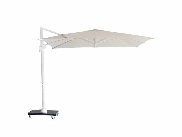 1x zweefparasol 3m - alu wit frame - donkergrijs + voet - afbeelding 1 van  15