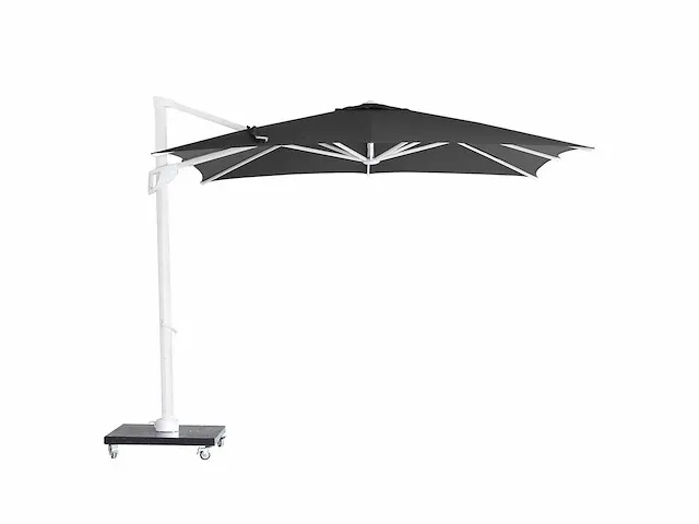 1x zweefparasol 3m - alu wit frame - donkergrijs + voet - afbeelding 8 van  15