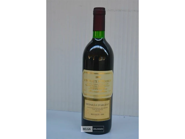 1x750ml bordeaux superieur, vignobles rocher cap de rive, 1994, medaille d'argent, concours national de grands vin de france macon - afbeelding 1 van  6