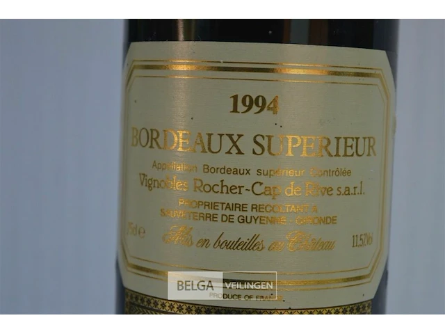 1x750ml bordeaux superieur, vignobles rocher cap de rive, 1994, medaille d'argent, concours national de grands vin de france macon - afbeelding 5 van  6
