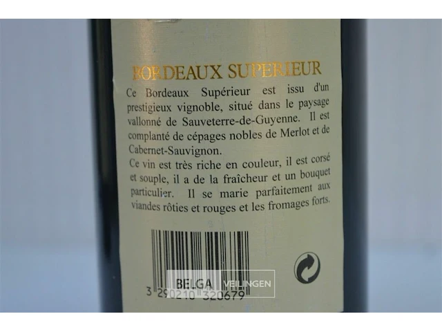 1x750ml bordeaux superieur, vignobles rocher cap de rive, 1994, medaille d'argent, concours national de grands vin de france macon - afbeelding 6 van  6